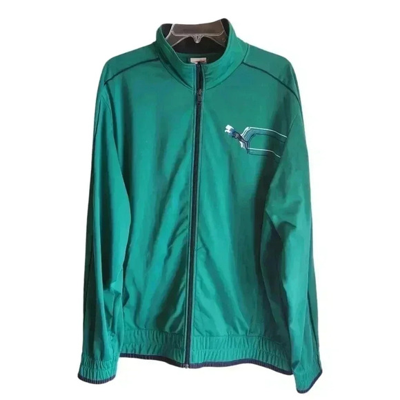 Puma Men’s XXL Green Navy Track Jacket Full Zip - Picture 1 of 13